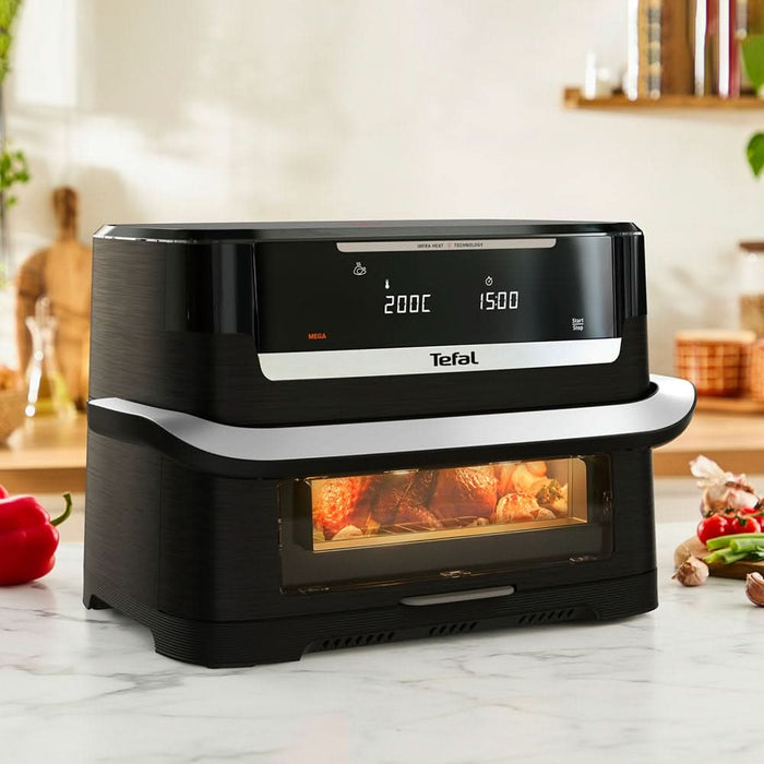 Friteuza cu aer cald dubla TEFAL Ever Fry Dual Flex EY9278E0, 9l, 2.5kg, 2700W, negru-argintiu WALTI