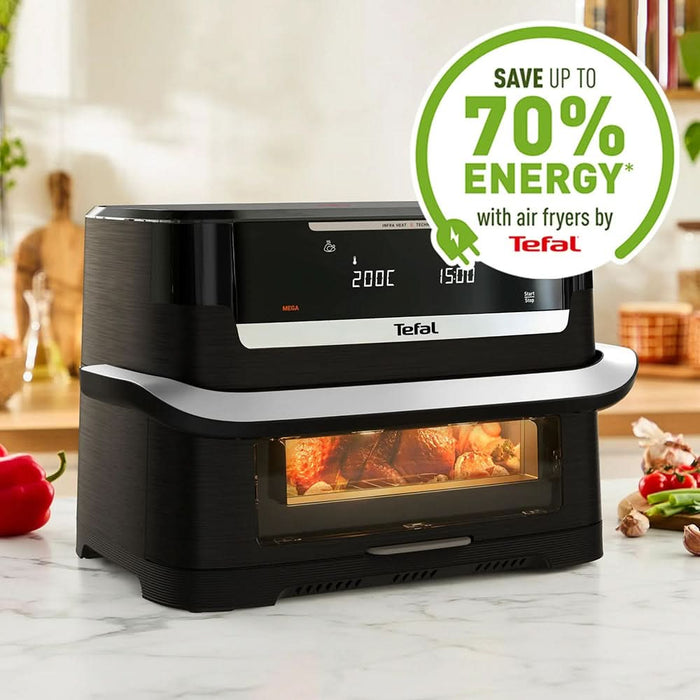 Friteuza cu aer cald dubla TEFAL Ever Fry Dual Flex EY9278E0, 9l, 2.5kg, 2700W, negru-argintiu WALTI
