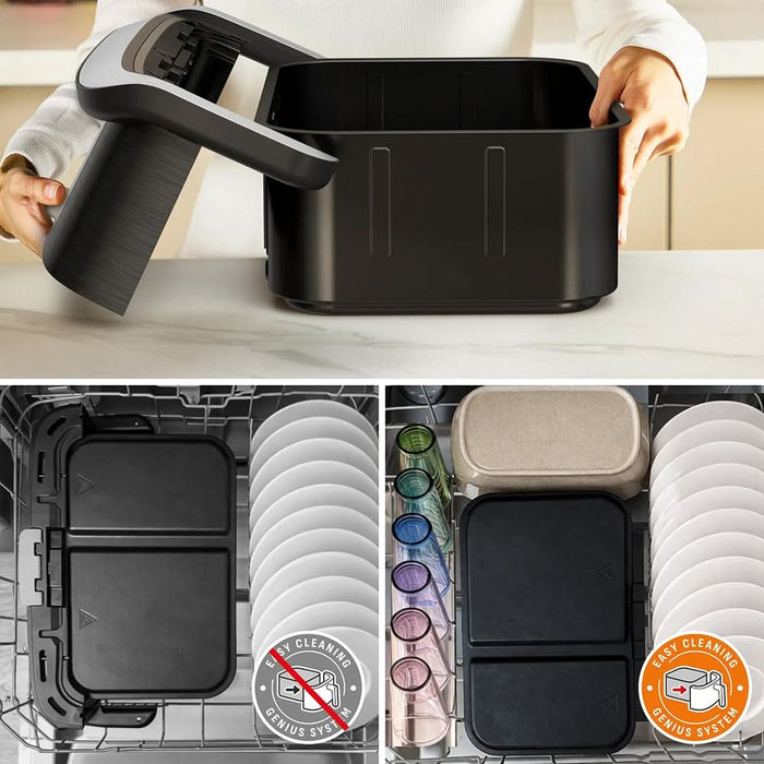 Friteuza cu aer cald dubla TEFAL Ever Fry Dual Flex EY9278E0, 9l, 2.5kg, 2700W, negru-argintiu WALTI