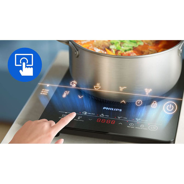 Plita cu inductie PHILIPS Seria 3000 HD5830/90, 1 arzator, 2000W, negru WALTI