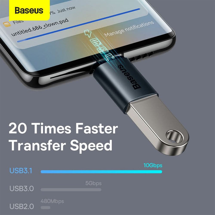 Adaptor USB-C - USB-A 3.1 Gen 1 BASEUS Mini OTG, negru WALTI