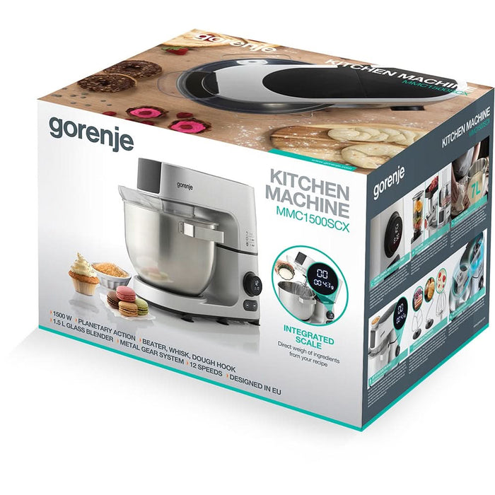 Robot de bucatarie GORENJE MMC1500SCX, vas 7l, blender 1.5l, 1500W, 12 trepte viteza, negru-argintiu WALTI