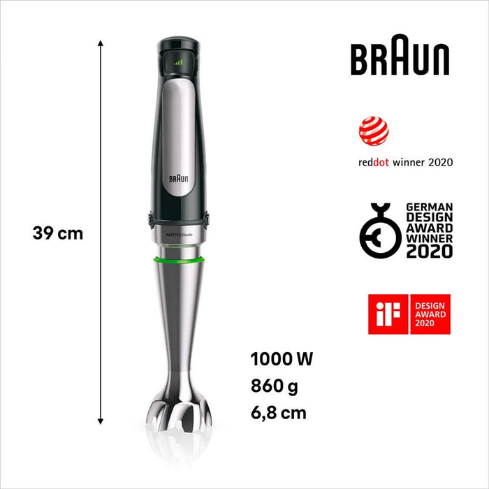 Mixer vertical BRAUN Multiquick MQ7025X, 0.6l, 1000W, viteza variabila, argintiu-negru WALTI