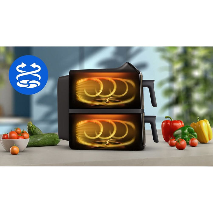 Friteuza cu aer cald dubla PHILIPS Seria 4000 NA462/80, 10l, 2750W, alb-bej WALTI