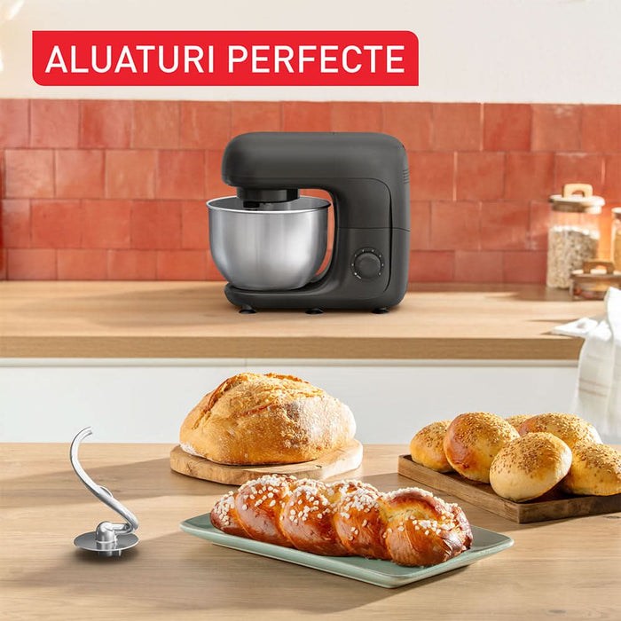 Robot de bucatarie TEFAL Bake Essential QB161H38, vas 4.8l, 800W, 6 trepte viteza, negru WALTI