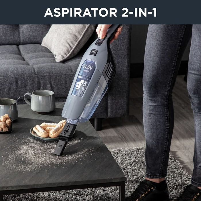 Aspirator vertical ROWENTA Dual Force 2in1 RH6756WO, 0.6l, 21.6V, autonomie max 75 min, tehnologie ciclonica, gri WALTI
