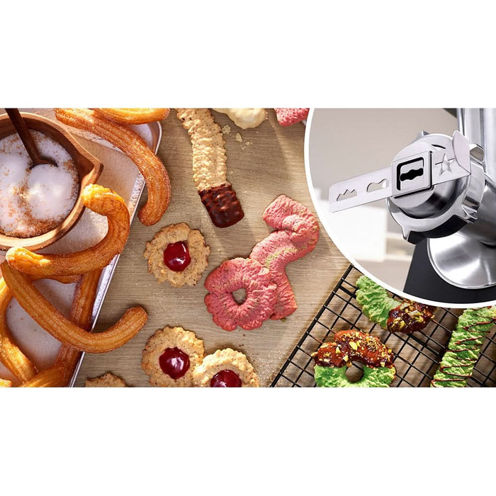Masina de tocat carne BOSCH ProPower MFWS682B, 3.5kg/min, 2100W, accesoriu carnati/fursecuri/storcator citrice, negru-argintiu WALTI
