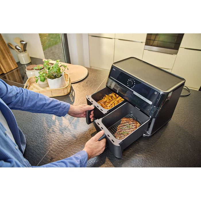 Friteuza cu aer cald dubla BRAUN TwinCook 5 TD5073, 10l, 2.5kg, 2850W, negru-gri inchis WALTI