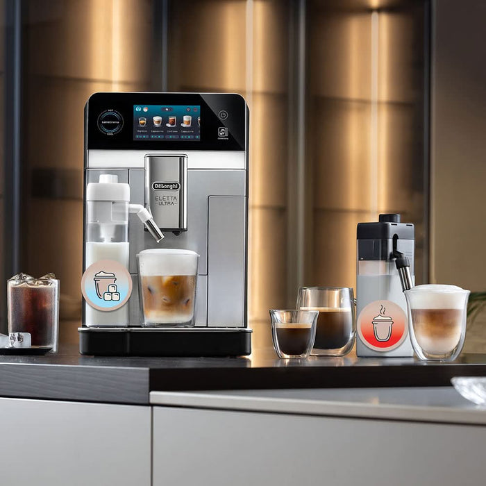 Espressor automat DELONGHI Eletta Ultra ECAM470.85.MB, 1.8l, 1450W, 19 bar, 50+ bauturi calde si reci, argintiu-negru WALTI