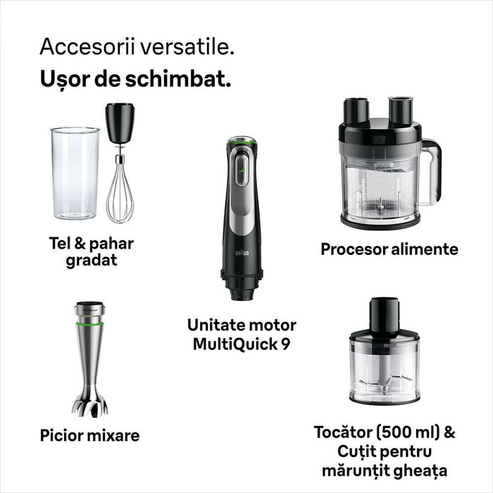 Mixer vertical BRAUN MQ9195XLI, 2l, 1200W, viteza variabila, negru-argintiu WALTI