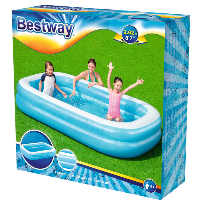 Bestway Piscină gonflabilă, albastru/alb, 262x175x51 cm dreptunghiular - WALTI