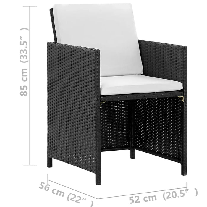 Set mobilier de exterior cu perne, 13 piese, negru, poliratan - WALTI WALTI