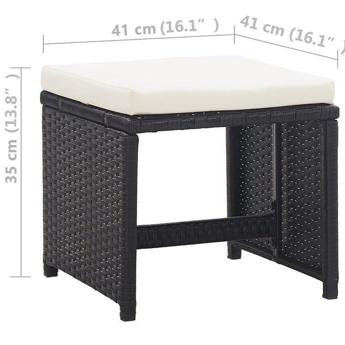 Set mobilier de exterior cu perne, 13 piese, negru, poliratan - WALTI WALTI