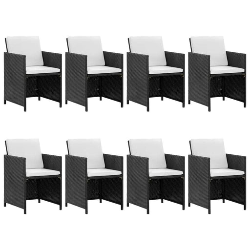 Set mobilier de exterior cu perne, 9 piese, negru, poliratan - WALTI WALTI