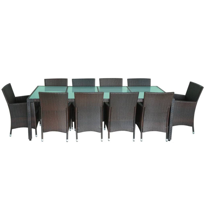 Set mobilier de exterior cu perne, 11 piese, maro, poliratan - WALTI WALTI