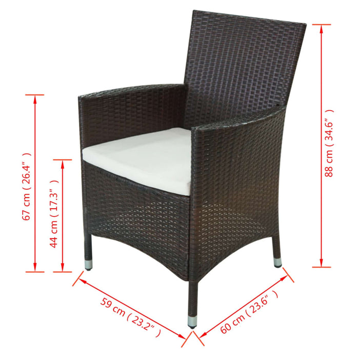 Set mobilier de exterior cu perne, 11 piese, maro, poliratan - WALTI WALTI