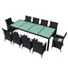 Set mobilier de exterior cu perne, 11 piese, negru, poliratan - WALTI WALTI