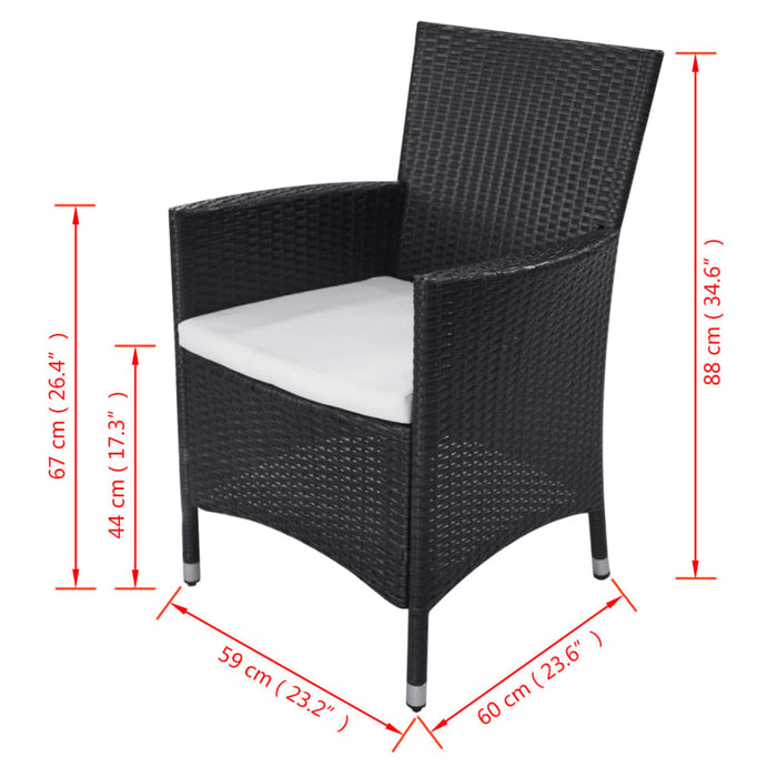 Set mobilier de exterior cu perne, 11 piese, negru, poliratan - WALTI WALTI