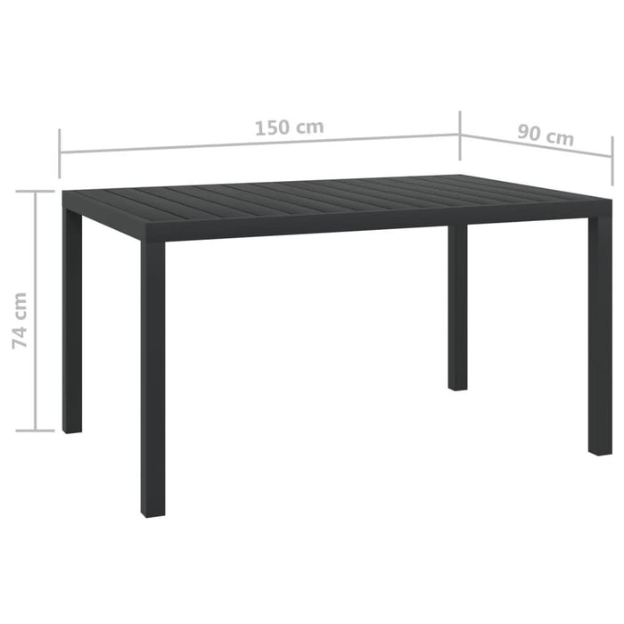 Masă de grădină, negru, 150 x 90 x 74 cm, aluminiu și WPC - WALTI WALTI
