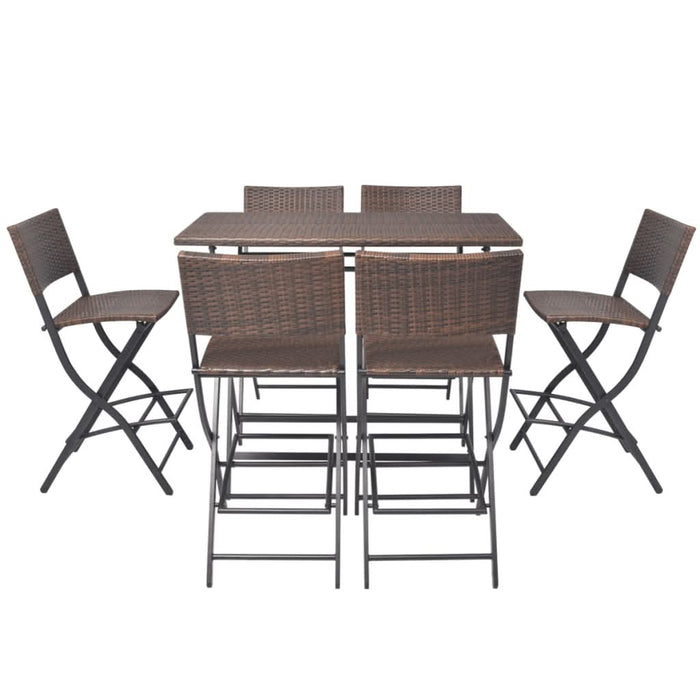 Set mobilier exterior pliabil, 7 piese, maro, oțel, poliratan - WALTI WALTI