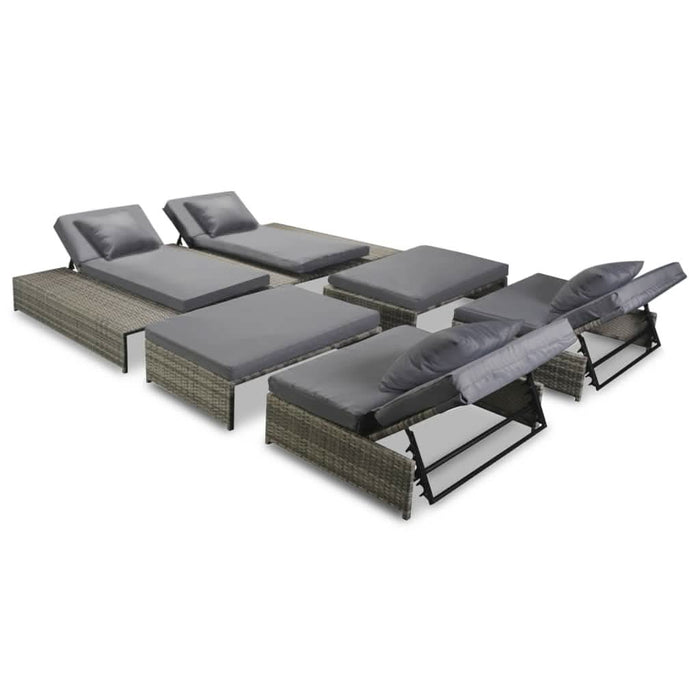 Set mobilier de gr?din? cu perne, 5 piese, gri, poliratan - WALTI WALTI