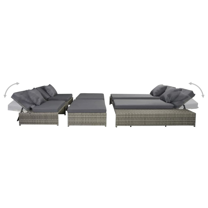 Set mobilier de gr?din? cu perne, 5 piese, gri, poliratan - WALTI WALTI