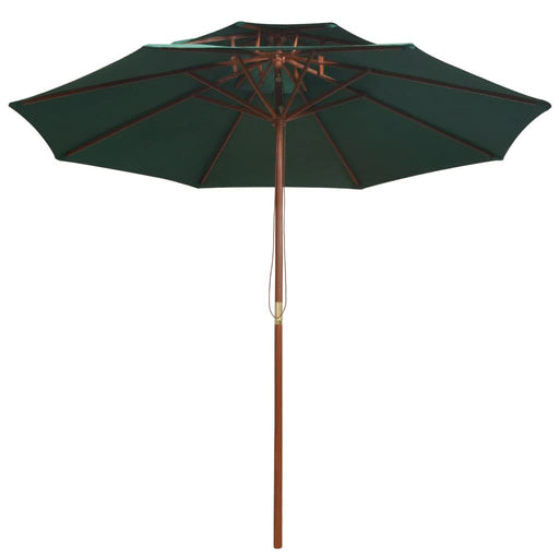 Umbrelă de soare dublă, 270x270 cm, stâlp de lemn, verde - WALTI WALTI