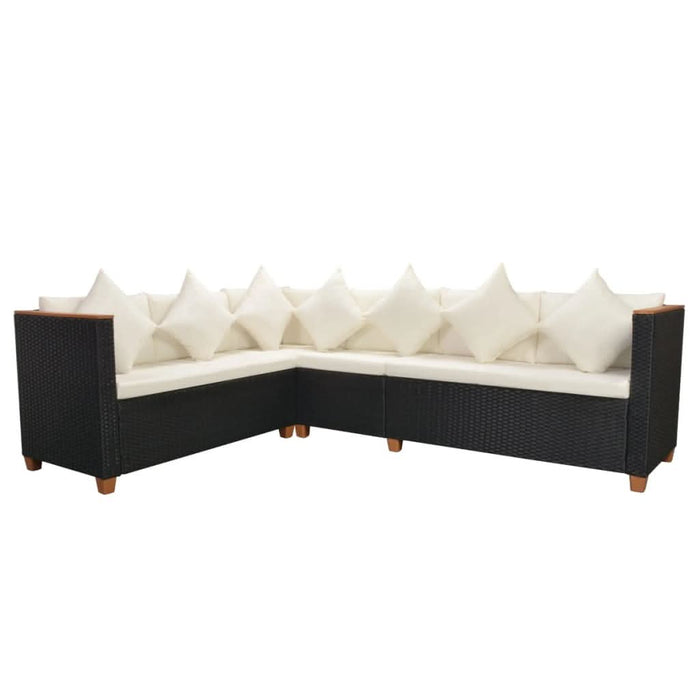 Set mobilier de grădină cu perne, 4 piese, negru, poliratan - WALTI WALTI