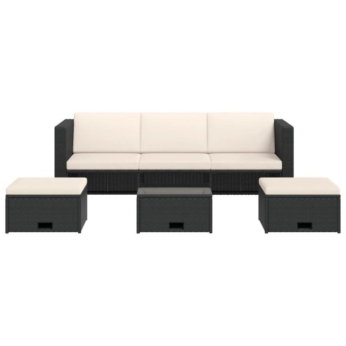 Set mobilier de grădină cu perne, 4 piese, negru, poliratan - WALTI WALTI