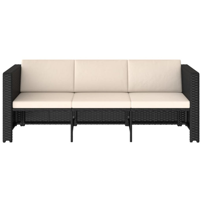 Set mobilier de grădină cu perne, 4 piese, negru, poliratan - WALTI WALTI