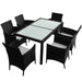 Set mobilier de exterior cu perne, 7 piese, negru, poliratan - WALTI WALTI