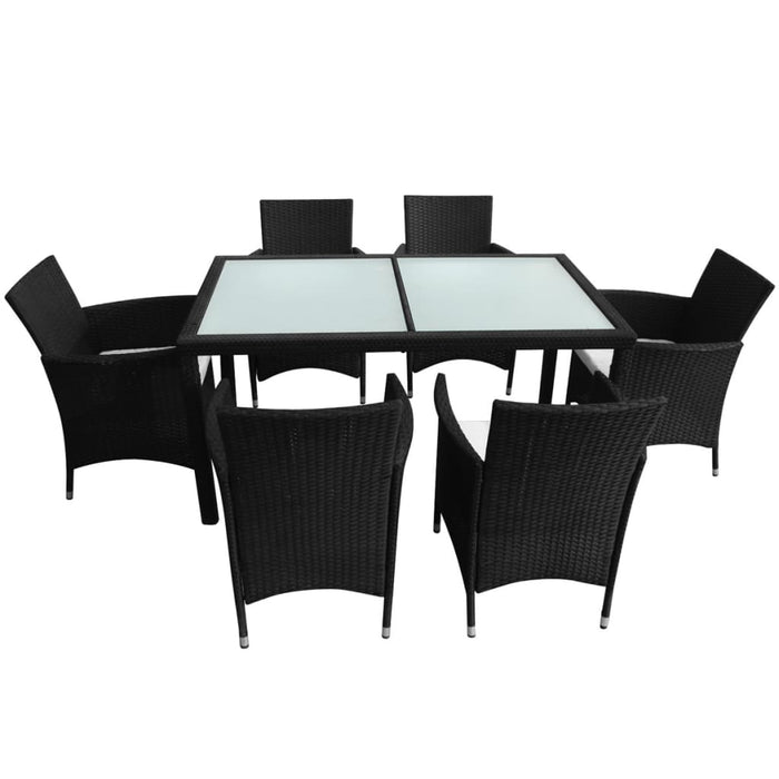 Set mobilier de exterior cu perne, 7 piese, negru, poliratan - WALTI WALTI