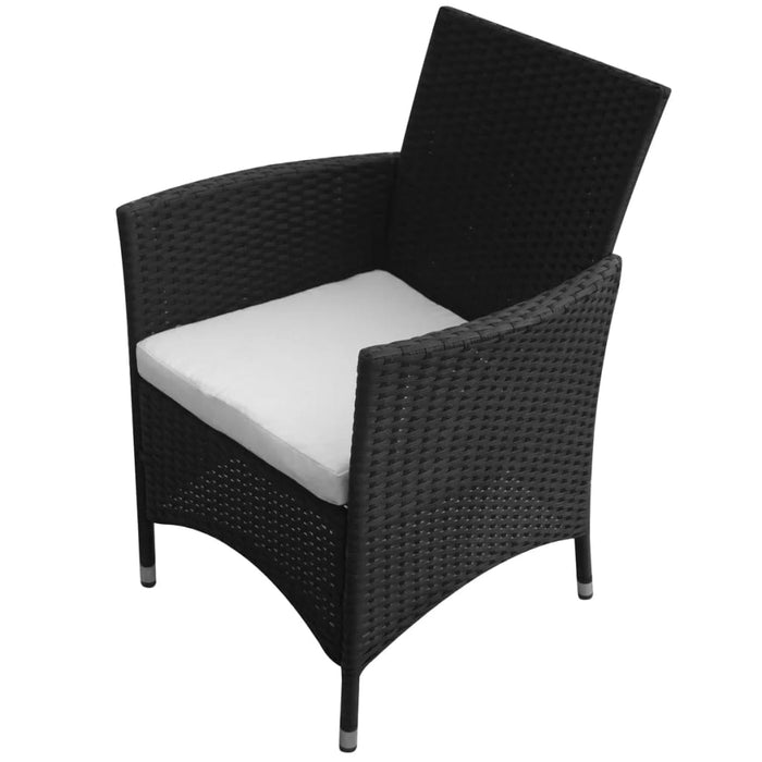 Set mobilier de exterior cu perne, 7 piese, negru, poliratan - WALTI WALTI