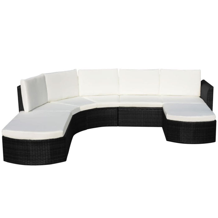 Set mobilier de grădină cu perne, 4 piese, negru, poliratan - WALTI WALTI