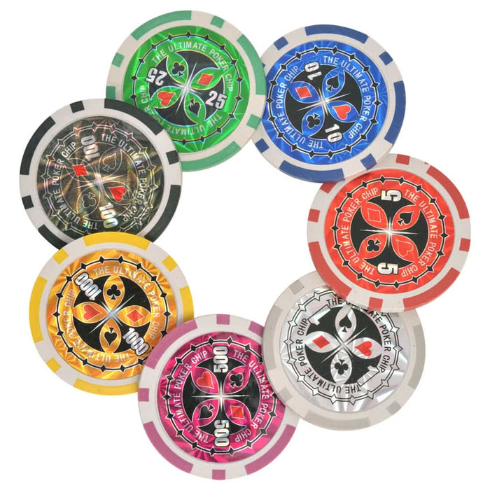 Set de poker/blackjack cu 600 de jetoane cu laser din aluminiu - WALTI WALTI