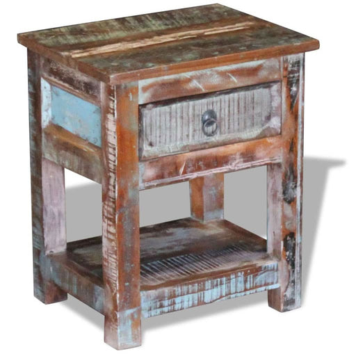Masă laterală cu un sertar, 43x33x51 cm, lemn masiv reciclat - WALTI WALTI
