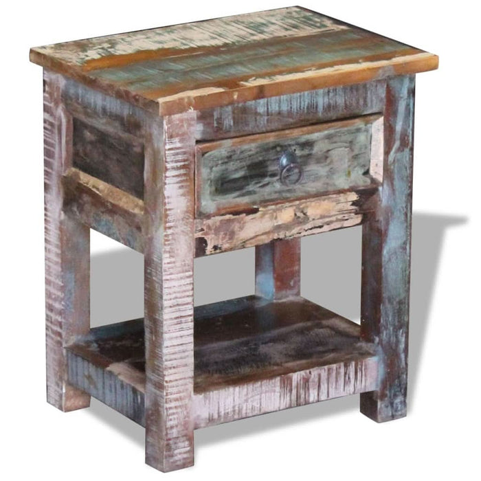 Masă laterală cu un sertar, 43x33x51 cm, lemn masiv reciclat - WALTI WALTI