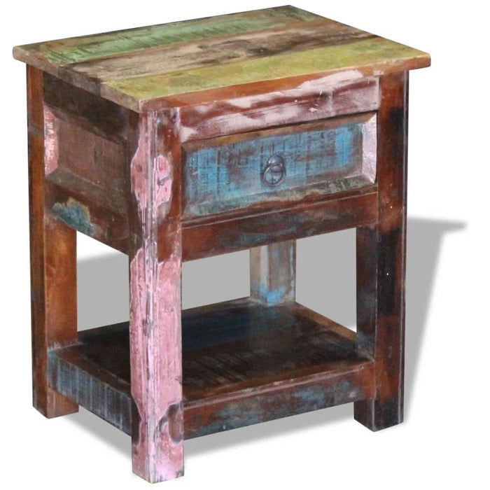 Masă laterală cu un sertar, 43x33x51 cm, lemn masiv reciclat - WALTI WALTI