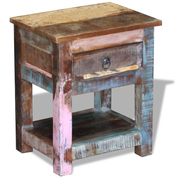 Masă laterală cu un sertar, 43x33x51 cm, lemn masiv reciclat - WALTI WALTI