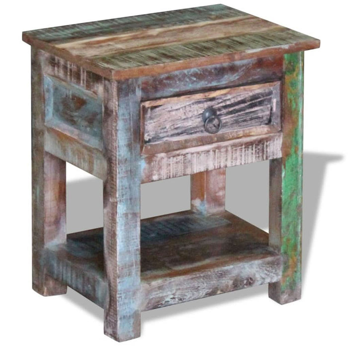 Masă laterală cu un sertar, 43x33x51 cm, lemn masiv reciclat - WALTI WALTI