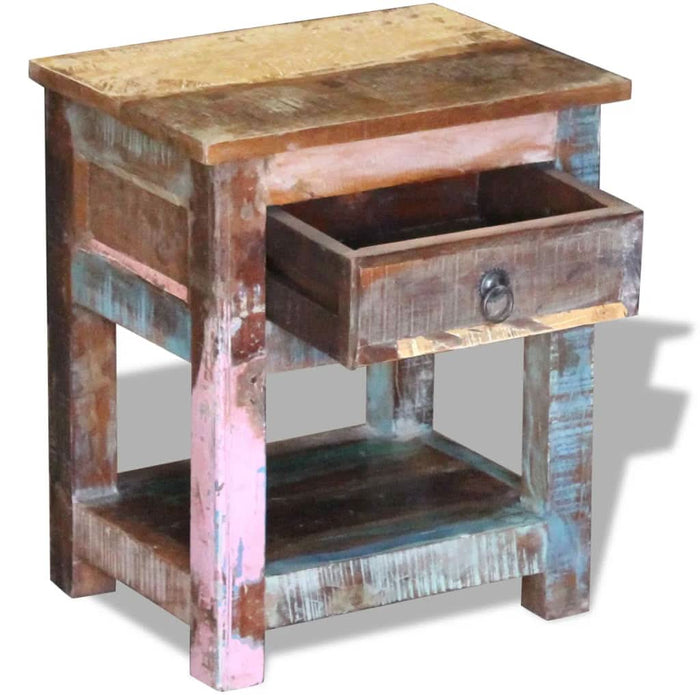 Masă laterală cu un sertar, 43x33x51 cm, lemn masiv reciclat - WALTI WALTI