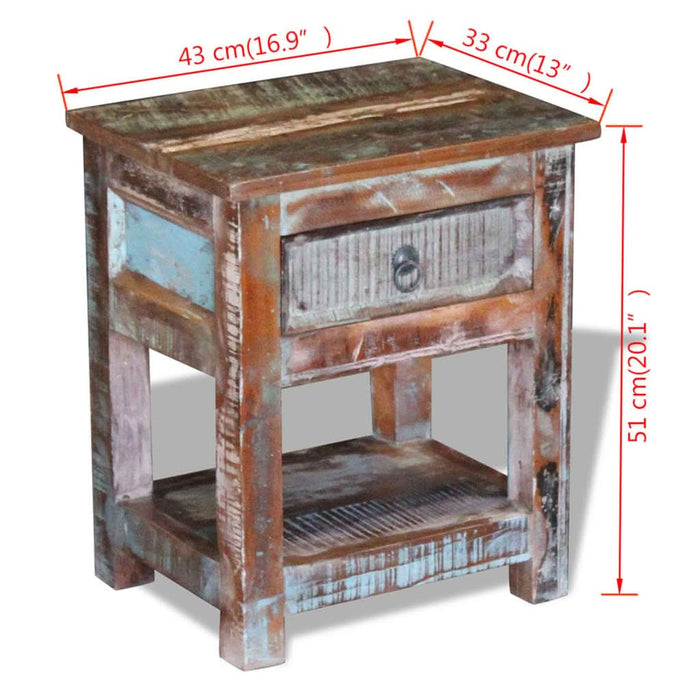 Masă laterală cu un sertar, 43x33x51 cm, lemn masiv reciclat - WALTI WALTI