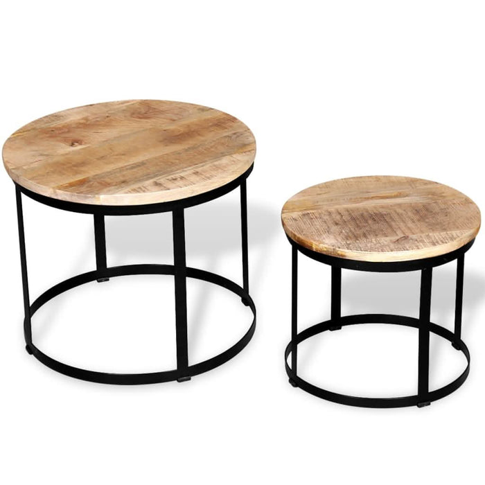 Set măsuțe cafea rotunde, lemn mango rugos, 2 buc, 40 cm/50 cm - WALTI WALTI