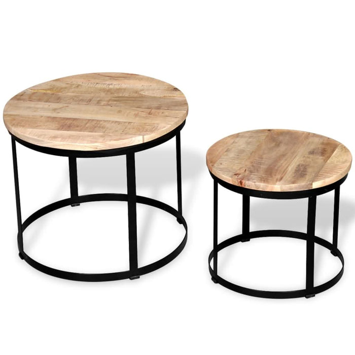 Set măsuțe cafea rotunde, lemn mango rugos, 2 buc, 40 cm/50 cm - WALTI WALTI