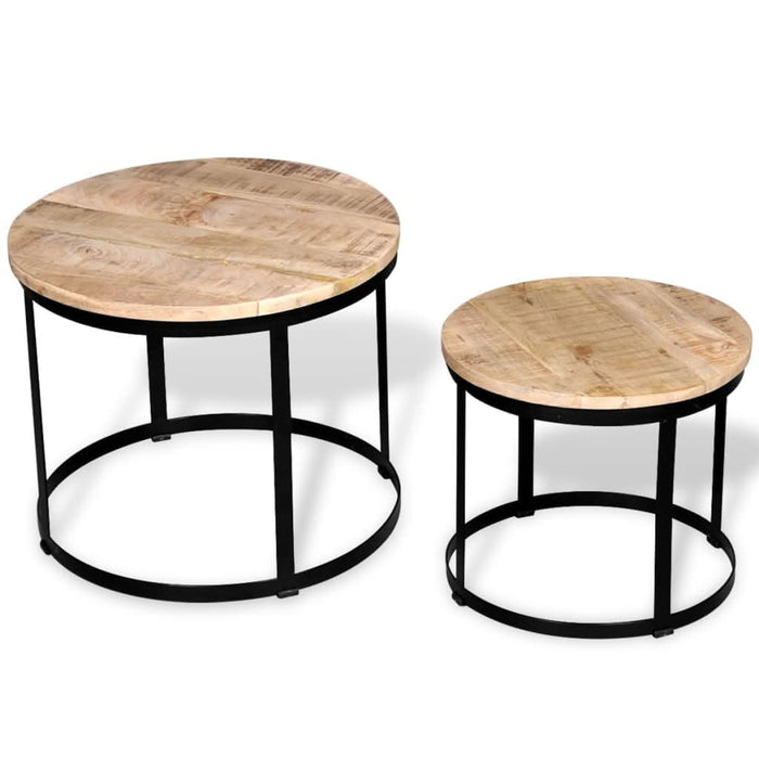 Set măsuțe cafea rotunde, lemn mango rugos, 2 buc, 40 cm/50 cm - WALTI WALTI