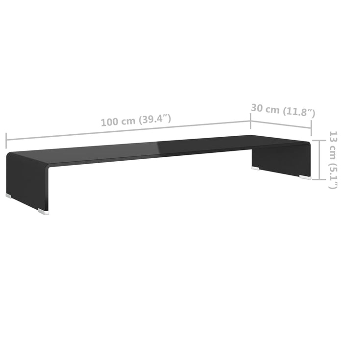 Stand TV/Suport monitor din sticlă, 100x30x13 cm, negru - WALTI WALTI