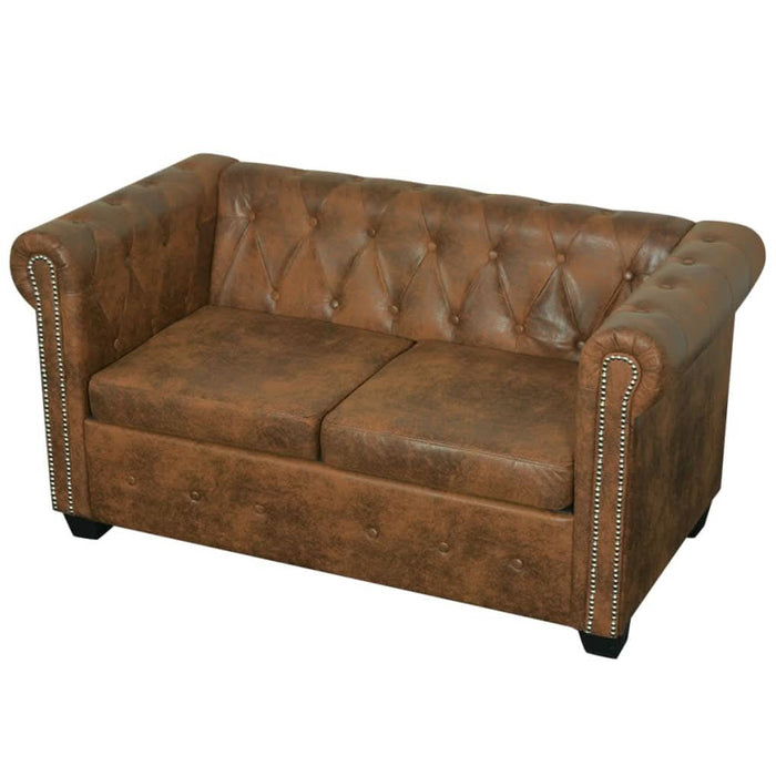 Set canapele Chesterfield cu 2 și 3 locuri, maro - WALTI WALTI