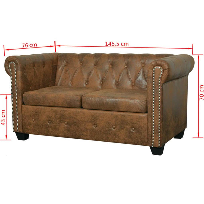 Set canapele Chesterfield cu 2 și 3 locuri, maro - WALTI WALTI