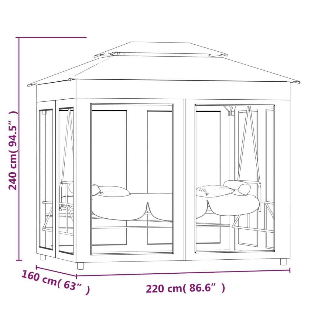 Balansoar extensibil cu pavilion, alb crem - WALTI