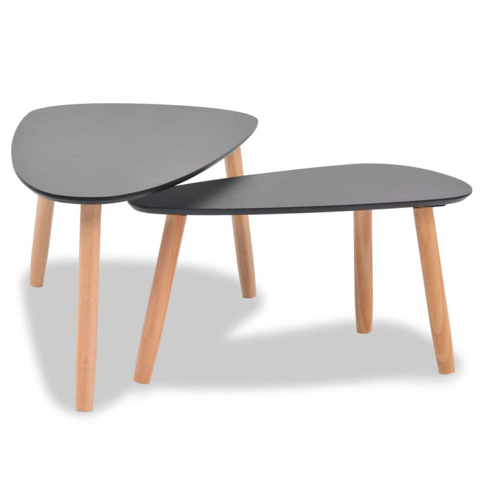 Set masă cafea, 2 piese, lemn masiv de pin, negru - WALTI WALTI